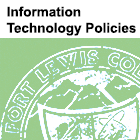 Image of partial Fort Lewis ϲͶע seal with text 'Information Technology Policies' above it