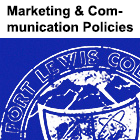 Image of partial Fort Lewis ϲͶע seal with the text 'Marketing & Communication Policies' above it