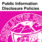 Image of partial Fort Lewis ϲͶע seal with the text 'Public Information Disclosure Policies' above it
